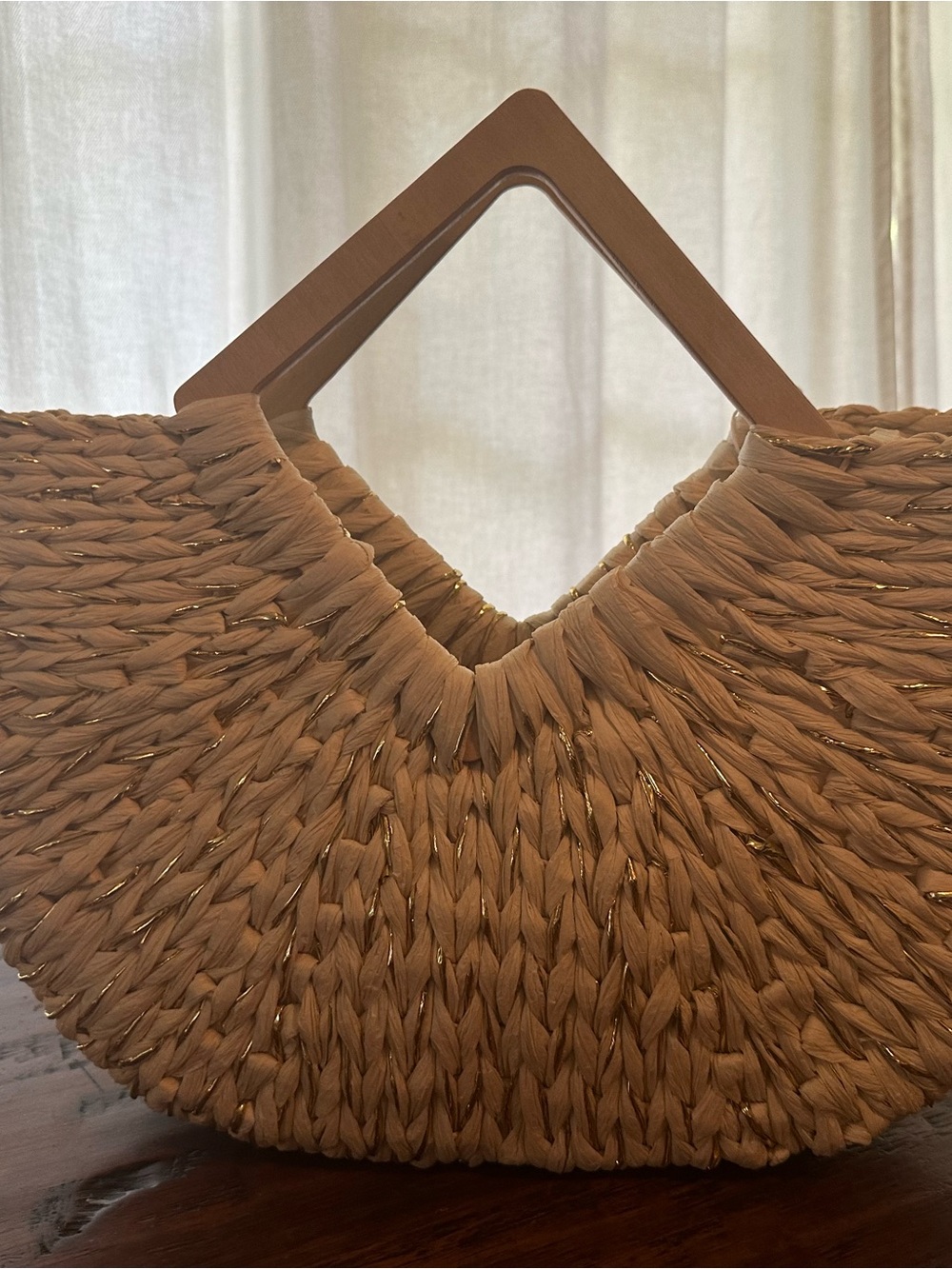 Urban expressions Natural Straw Tote Bag with Wooden Handles